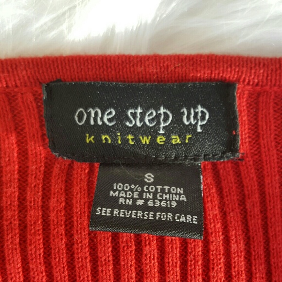 Cotton Red One Step Up Knit Long Sleave Sweater - Picture 7 of 7